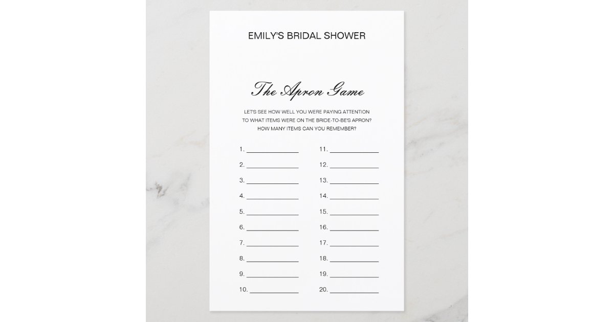 Editable The Apron Game Bridal Shower Game | Zazzle