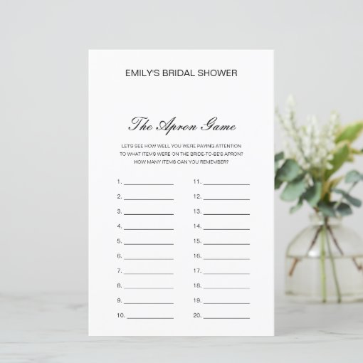 Editable The Apron Game Bridal Shower Game Zazzle