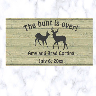 Editable The Hunt is Over Deer Wedding Wooden Box Sign