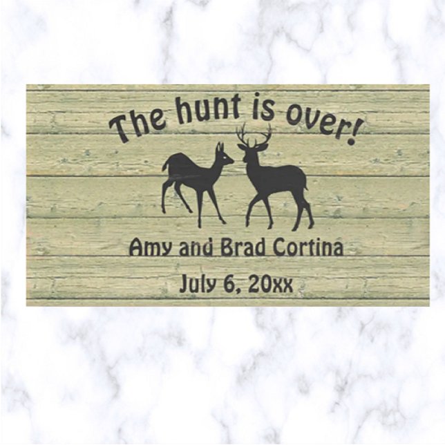 Editable The Hunt is Over Deer Wedding Wooden Box Sign (Creator Uploaded)