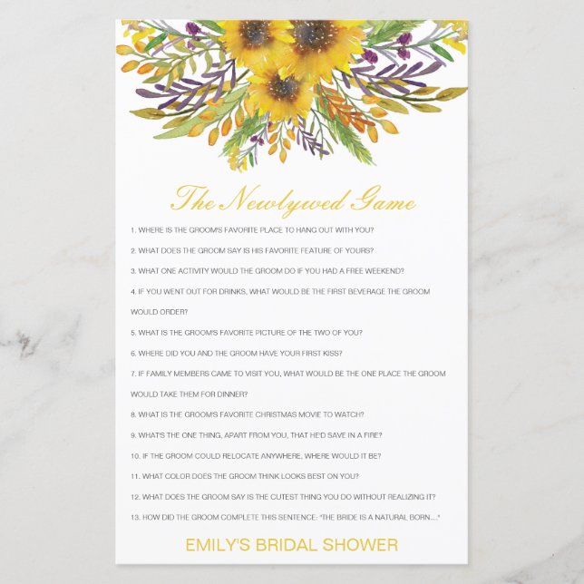 Editable The Newlywed Game, Who Knows Couple (Front)