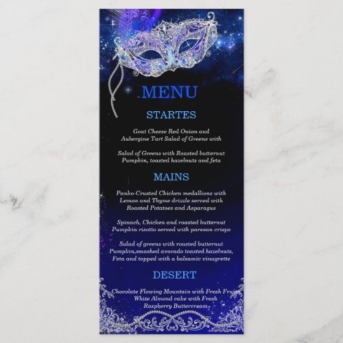 Editable Themes for Masquerade Party  Menu card