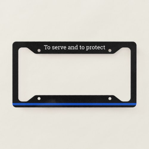 Editable Thin Blue Line Police License Plate Frame