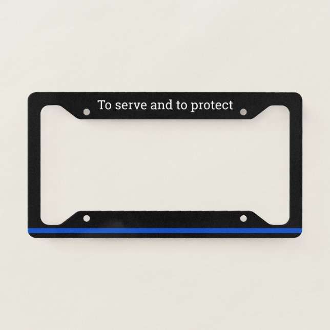 Editable Thin Blue Line Police License Plate Frame (Front)
