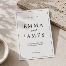 Editable Thin Border Minimal Thank You Card