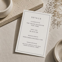 Editable Thin Border Minimal Wedding Details Card
