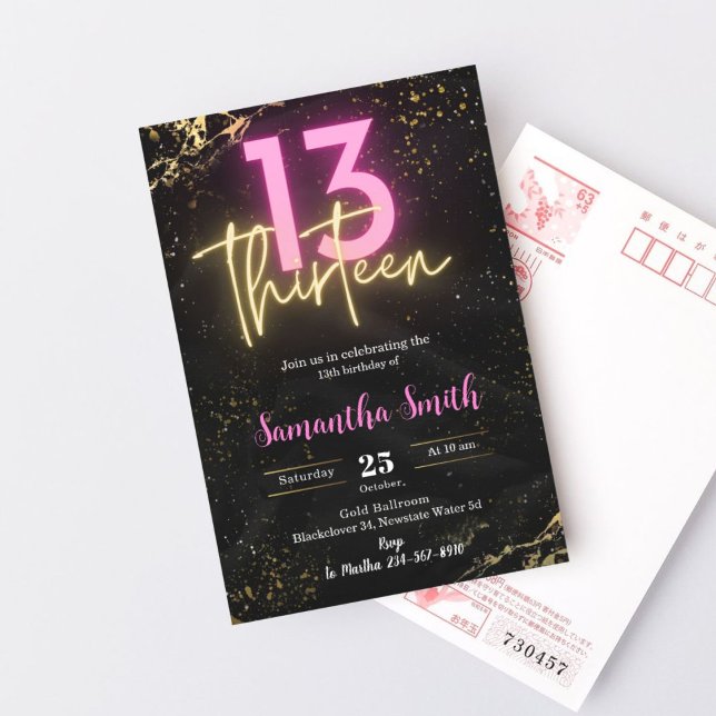 Editable Thirteen Birthday Party Invitation (Editable Thirteen Birthday Party Invitation)