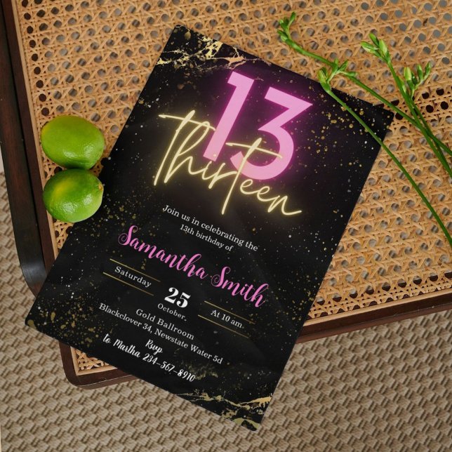 Editable Thirteen Birthday Party Invitation (Editable Thirteen Birthday Party Invitation)
