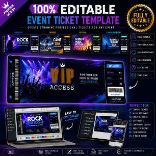 Editable Ticket invitation Concert, Event & Sport