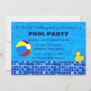 Editable Tiled Pool Party Invitation