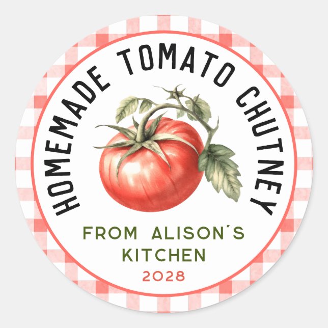 Editable Tomato Chutney label watercolour tomato (Front)