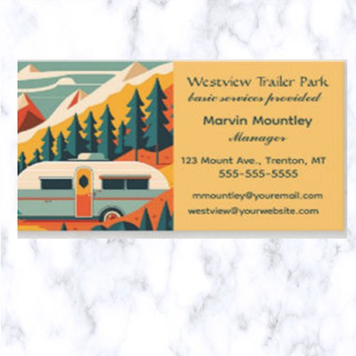 Editable Trailer Park Campground Business Card