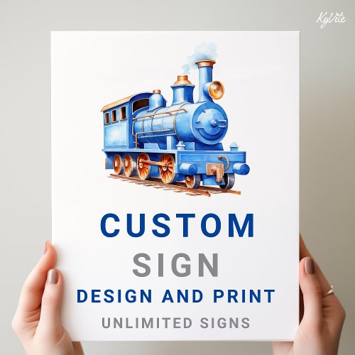 Editable Train Birthday Custom Sign Board