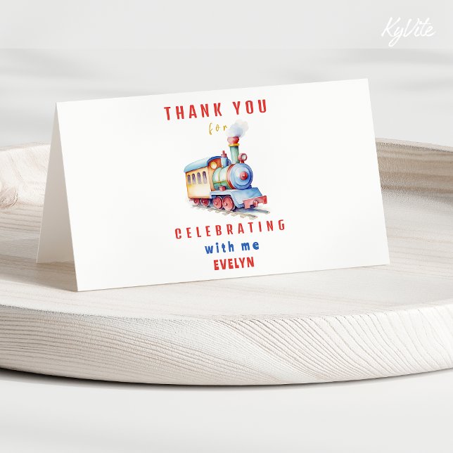 Editable Train Folded Thank You Card-2nd Birthday Card (Creator Uploaded)