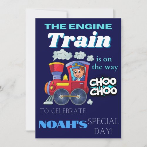 Editable train kids birthday party digital invitation
