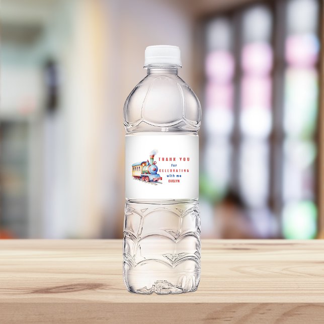 Editable Train Water Bottle Label 2nd Birthday (Creator Uploaded)