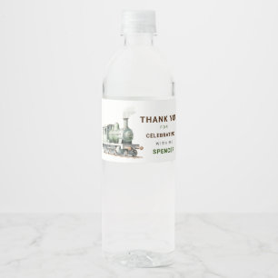 Editable Train Water Bottle Sign Birthday Label