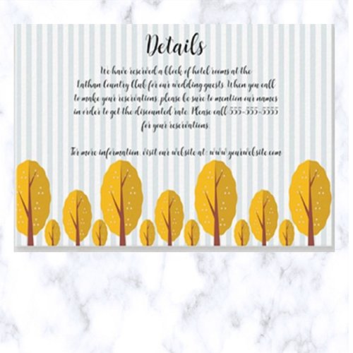 Editable Trees and Stripes Details of the Wedding Enclosure Card