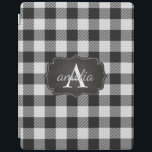 Editable Trendy Black and White Buffalo Plaid Name iPad Smart Cover<br><div class="desc">You can easily personalize your trendy iPad case by using "personalize template. If you would like to edit the fonts or font colors,  just use the blue "customize further" link. Please don't hesitate to ask if you need assistance.</div>