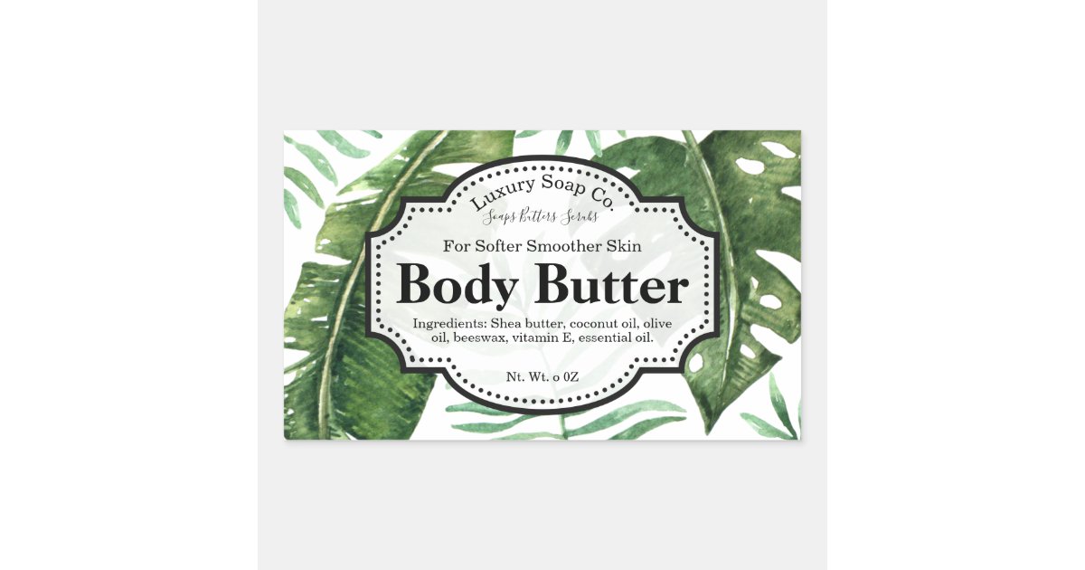 Editable Tropical Body Butter Label Zazzle