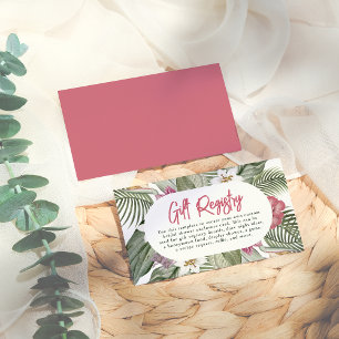 Editable Tropical Floral Modern Boho Bridal Shower Enclosure Card