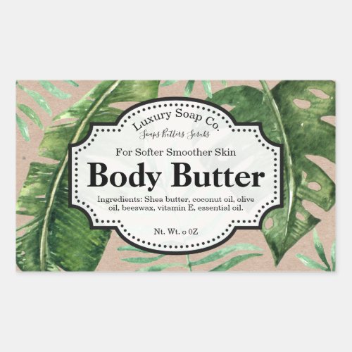 Editable Tropical Kraft Body Butter Label