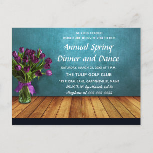 Editable Tulips in a Jar Spring Dinner Invitation