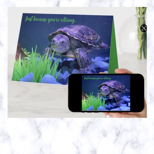 Editable Turtle Swimming Retirement Card