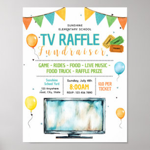 Editable tv raffle ticket fundraiser flyer poster