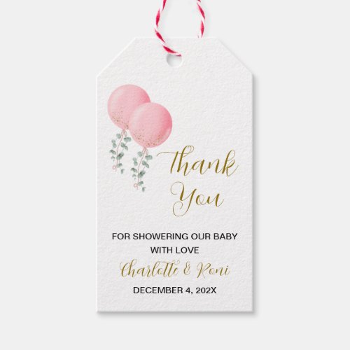 Editable Twin Girls Baby Shower Thank You Tag