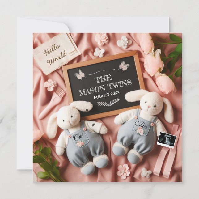 Editable Twin Pregnancy  Announcement (Front)