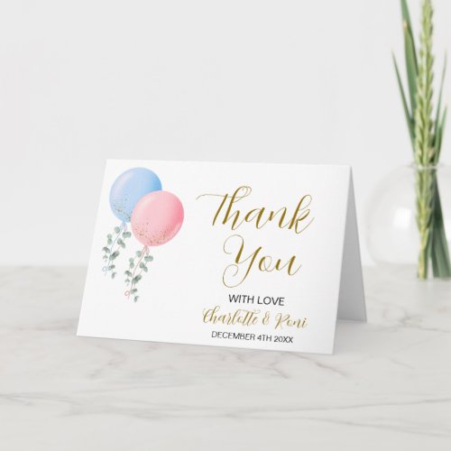 Editable Twins Baby Shower Thank You Card