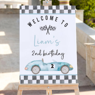 EDITABLE TWO fast Birthday Party Signs Racecar 2nd
