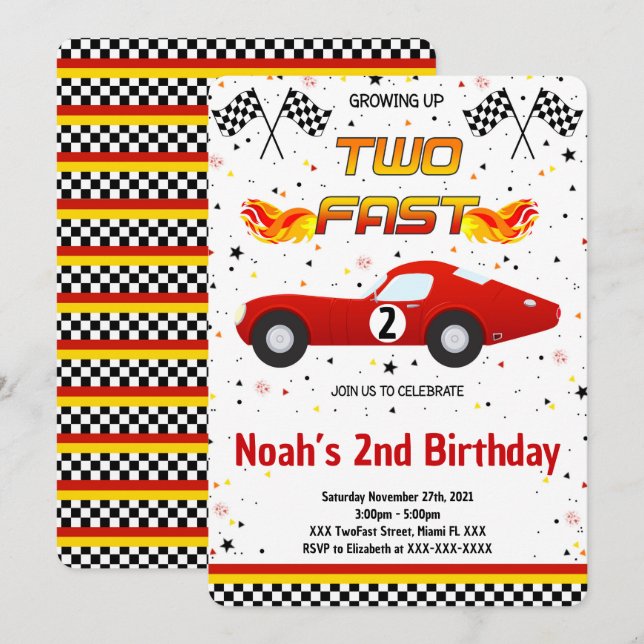 Editable Two Fast Invitation (Front/Back)