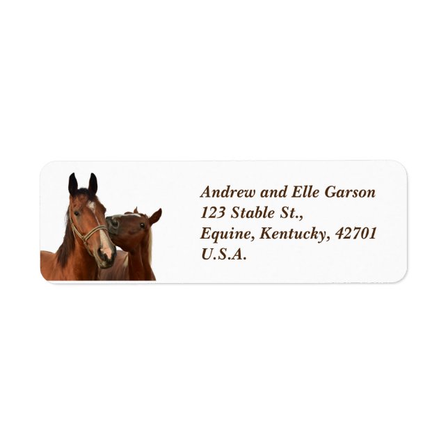 Editable Two Horses Return Address Labels (Front)