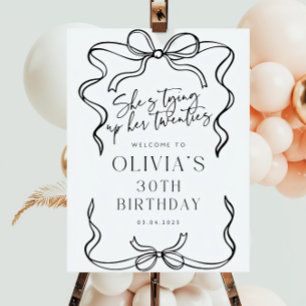 EDITABLE, Tying up her Twenties Birthday Welcome Foam Board