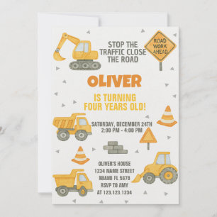 Editable Under Construction Party Invitation