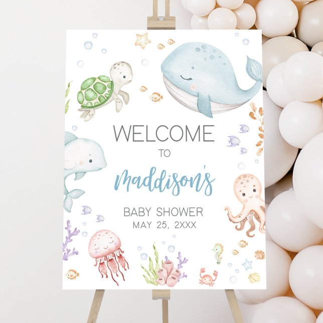 Editable Under The Sea Baby Shower Welcome Sign (Creator Uploaded)