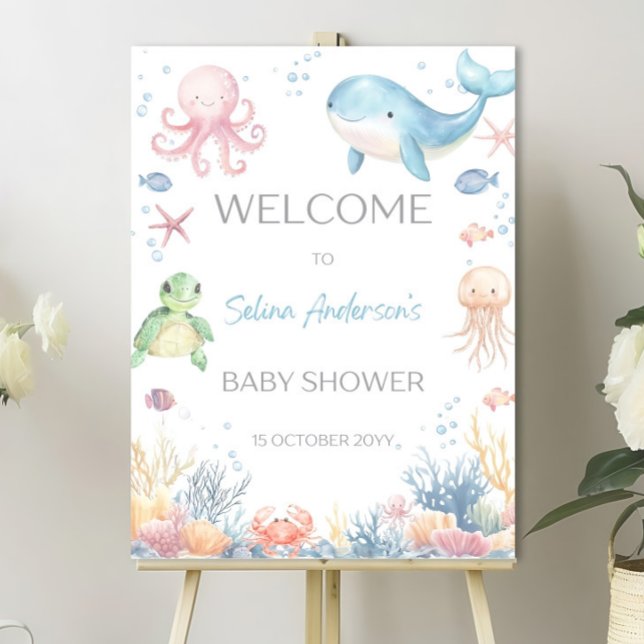 Editable Under The Sea Baby Shower Welcome Sign (Creator Uploaded)