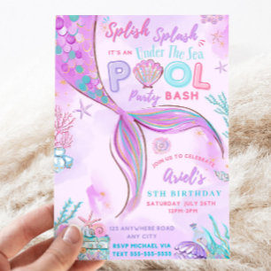 Editable Under The Sea Mermaid Birthday Invitation