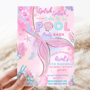 Editable Under The Sea Mermaid Birthday Invitation