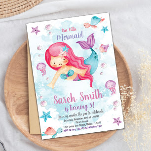 Editable Under the Sea Party Card for Girls