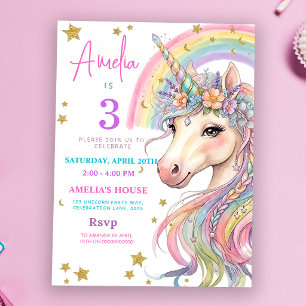 Editable Unicorn Birthday Invitation Magical Paste