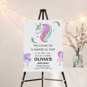 Editable Unicorn Birthday Party Foam Board