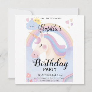 Editable Unicorn Birthday Party Invitation