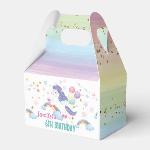 Editable Unicorn Birthday Party Personalised Text Favor Boxes