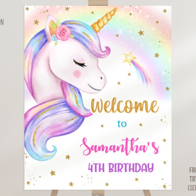 Editable Unicorn Birthday Welcome Sign Template (Creator Uploaded)