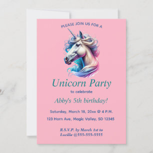 Editable Unicorn Party Invitation