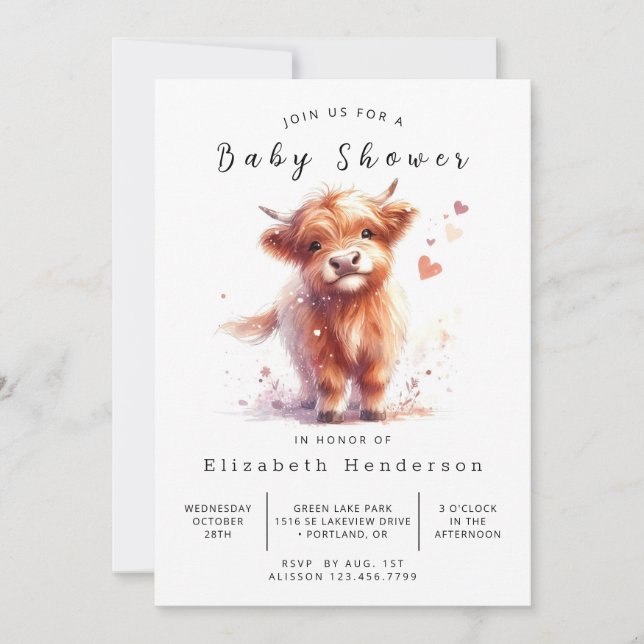 Editable Unique Barn Cow Baby Shower Invitation (Front)