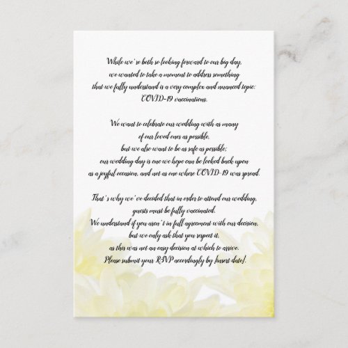 Editable Vaccine Requirement to Attend Wedding Enclosure Card